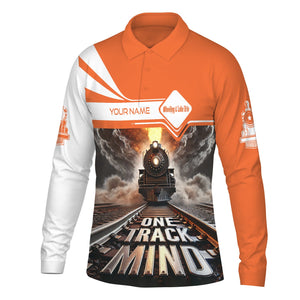 Railspirit Personalized Wheeling And Lake Erie Railroad Long Sleeve Polo Shirt One Track Mind Train Printed Shirt