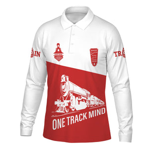 Railspirit Custom Name Bangor And Aroostook Railroad Long Sleeve Polo Shirt One Track Mind Printed Shirt