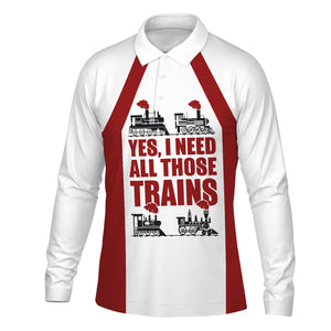 Railspirit Custom Name Wisconsin Central Ltd Railroad Long Sleeve Polo Shirt Yes I Need All Those Train Printed Shirt