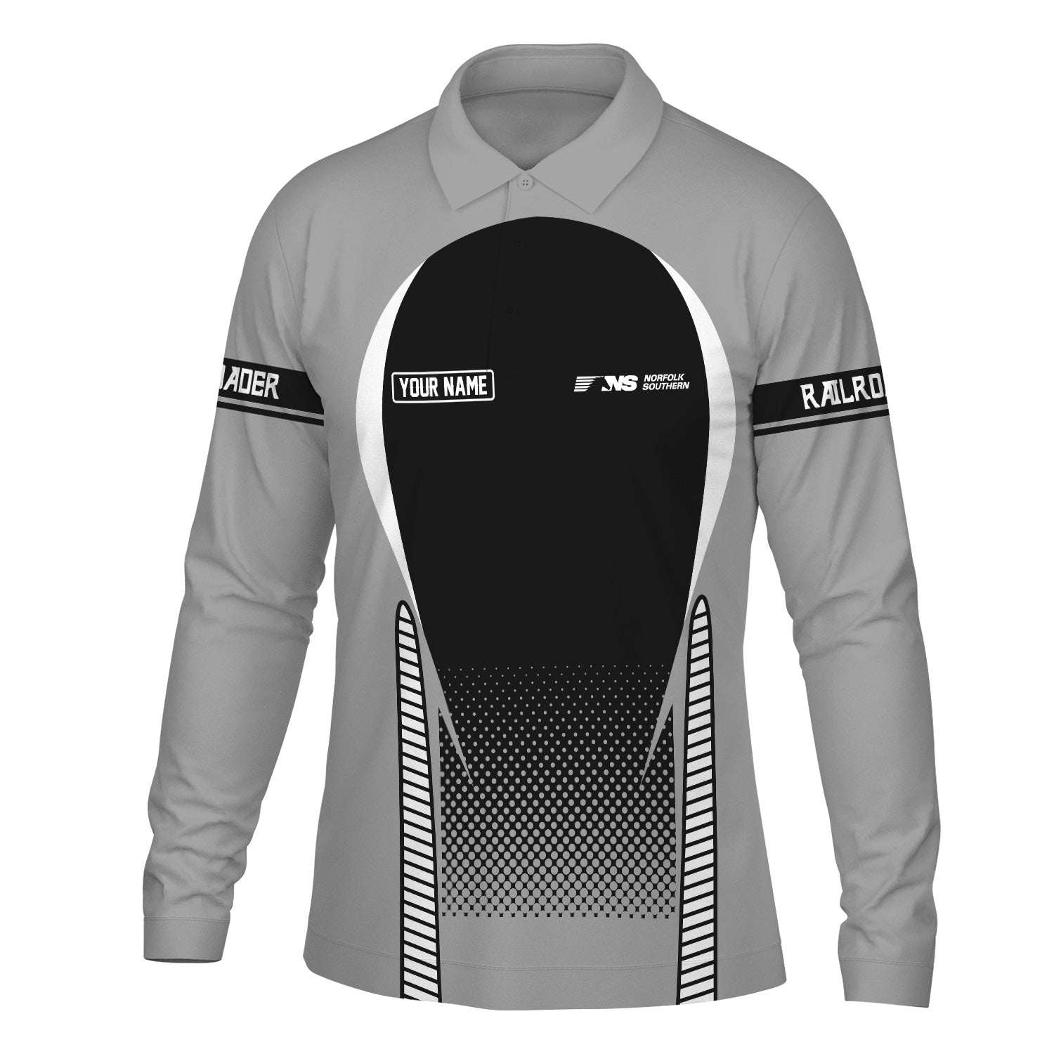 Railspirit Personalized Norfolk Southern Railway Long Sleeve Polo Shirt Train Long Sleeve Polo Shirt Gift Idea For Train Lover