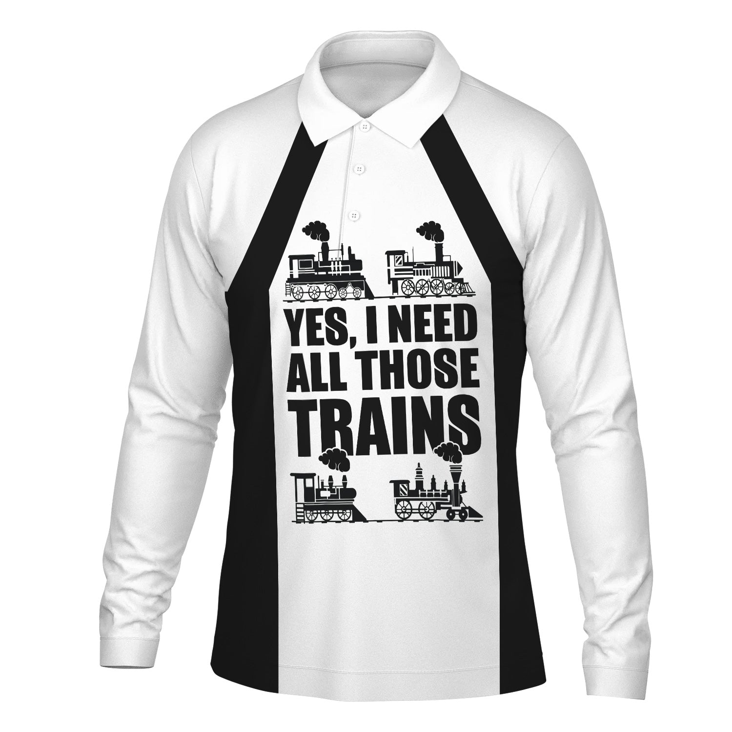 Railspirit Custom Name Norfolk and Western Railway Long Sleeve Polo Shirt Yes I Need All Those Train N&W Printed Shirt