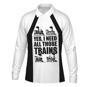 Railspirit Custom Name Norfolk and Western Railway Long Sleeve Polo Shirt Yes I Need All Those Train N&W Printed Shirt