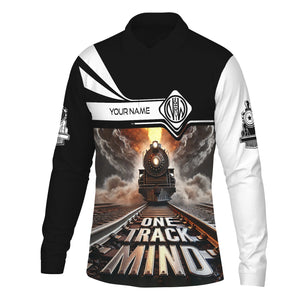 Railspirit Personalized Norfolk and Western Railway Long Sleeve Polo Shirt One Track Mind N&W Train Printed Shirt