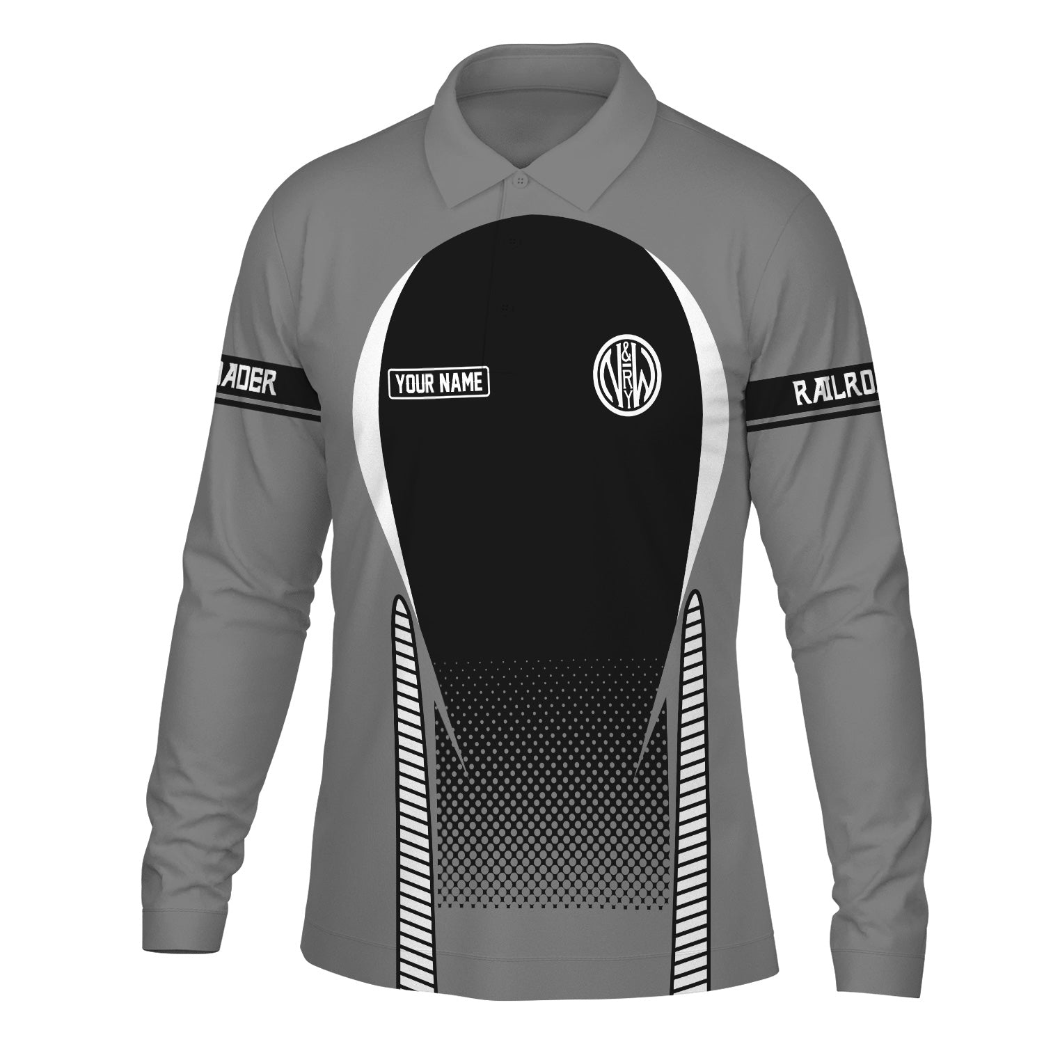 Railspirit Personalized Norfolk and Western Railway Long Sleeve Polo Shirt N&W Train Long Sleeve Polo Shirt Gift Idea For Train Lover