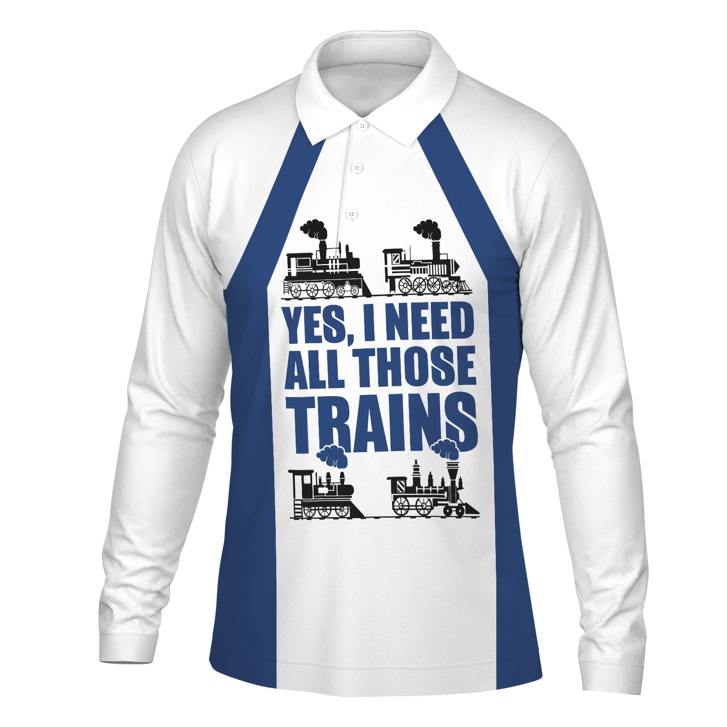 Railspirit Custom Name Duluth, Winnipeg and Pacific Railway Long Sleeve Polo Shirt Yes I Need All Those Train Printed Shirt