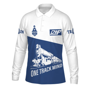 Railspirit Custom Name Duluth, Winnipeg and Pacific Railway Long Sleeve Polo Shirt One Track Mind Printed Shirt