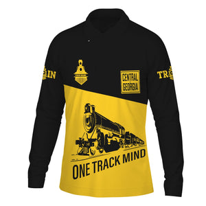 Railspirit Custom Name Central of Georgia Railway Long Sleeve Polo Shirt One Track Mind Printed Shirt