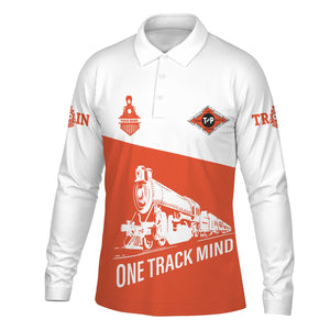 Railspirit Custom Name Texas and Pacific Railway Long Sleeve Polo Shirt One Track Mind Printed Shirt