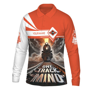 Railspirit Personalized Texas and Pacific Railway Long Sleeve Polo Shirt One Track Mind Train Printed Shirt
