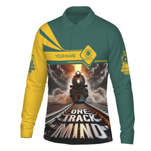 Railspirit Personalized Southern Railway U.S Long Sleeve Polo Shirt One Track Mind SOU Train Printed Shirt
