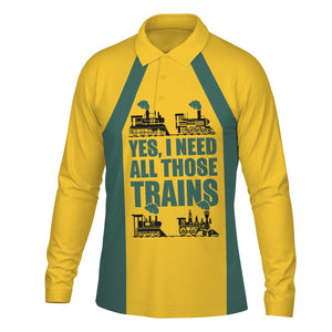 Railspirit Custom Name Southern Railway U.S Long Sleeve Polo Shirt Yes I Need All Those Train SOU Printed Shirt