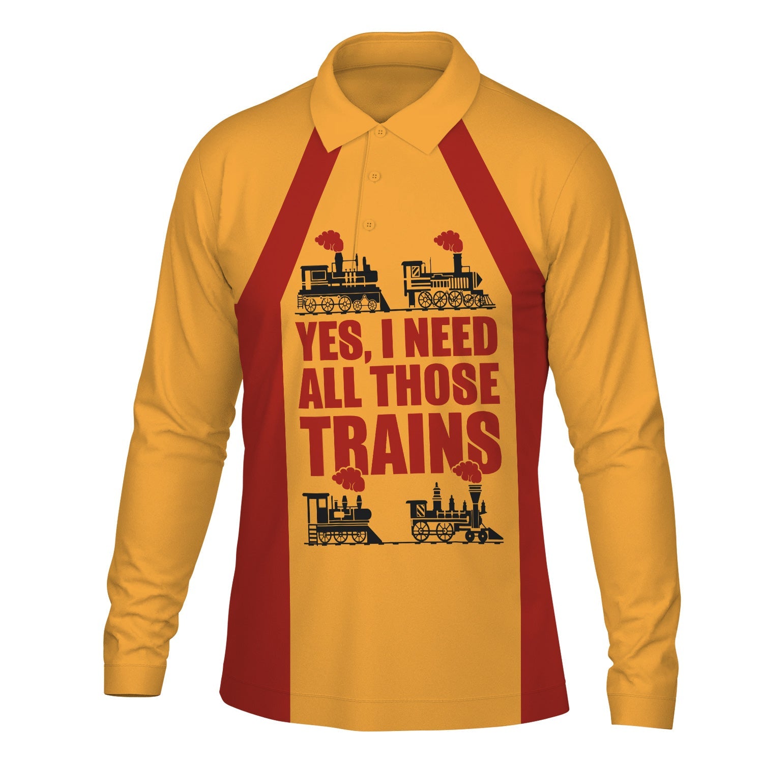 Railspirit Custom Name Chicago South Shore and South Bend Railroad Long Sleeve Polo Shirt Yes I Need All Those Train Printed Shirt