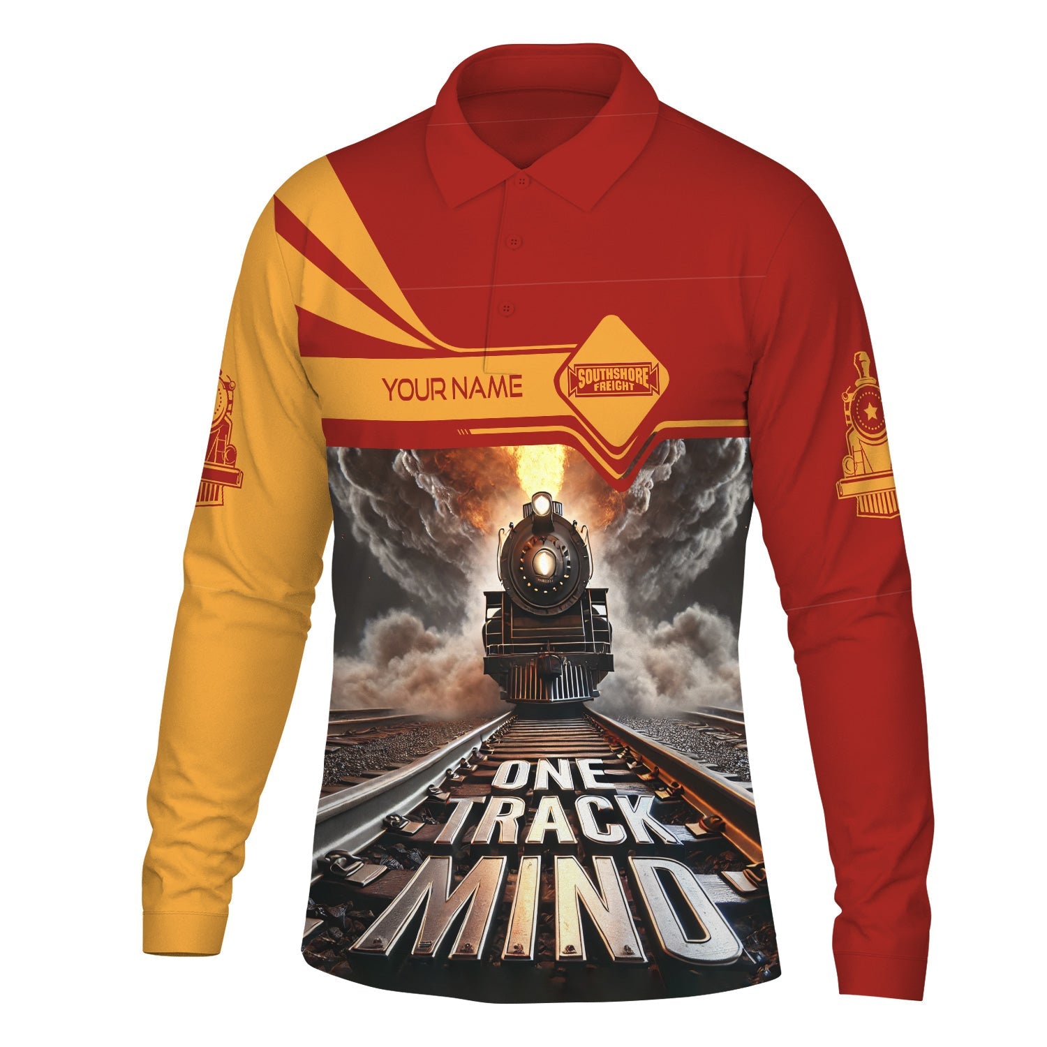 Railspirit Personalized Chicago South Shore and South Bend Railroad Long Sleeve Polo Shirt One Track Mind Train Printed Shirt