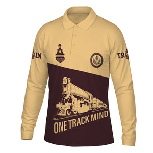 Railspirit Custom Name London, Midland and Scottish Railway Long Sleeve Polo Shirt One Track Mind Printed Shirt
