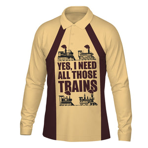 Railspirit Custom Name London, Midland and Scottish Railway Long Sleeve Polo Shirt Yes I Need All Those Train Printed Shirt
