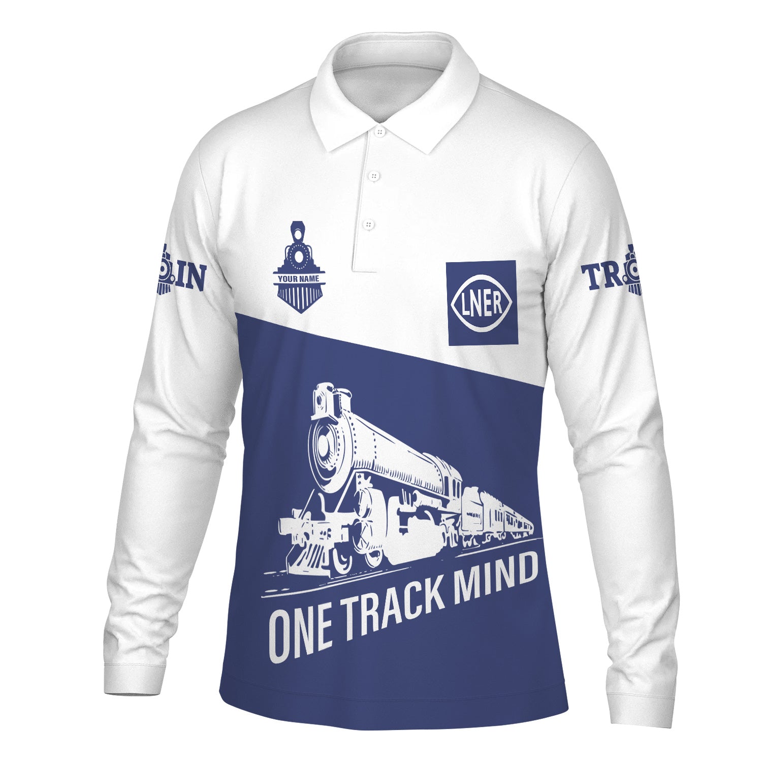 Railspirit Custom Name London and North Eastern Railway Long Sleeve Polo Shirt One Track Mind Printed Shirt