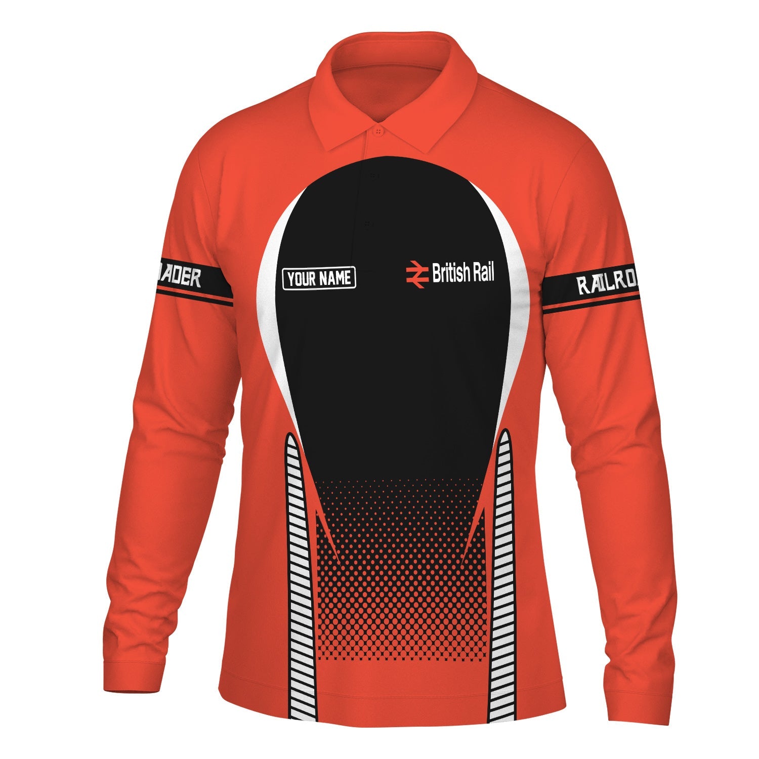 Railspirit Personalized British Railway Long Sleeve Polo Shirt Train Long Sleeve Polo Shirt Gift Idea For Train Lover