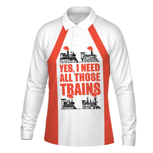 Railspirit Custom Name Bristish Railway Long Sleeve Polo Shirt Yes I Need All Those Train Printed Shirt