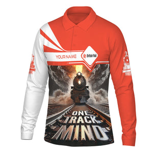 Railspirit Personalized Bristish Railway Long Sleeve Polo Shirt One Track Mind Train Printed Shirt