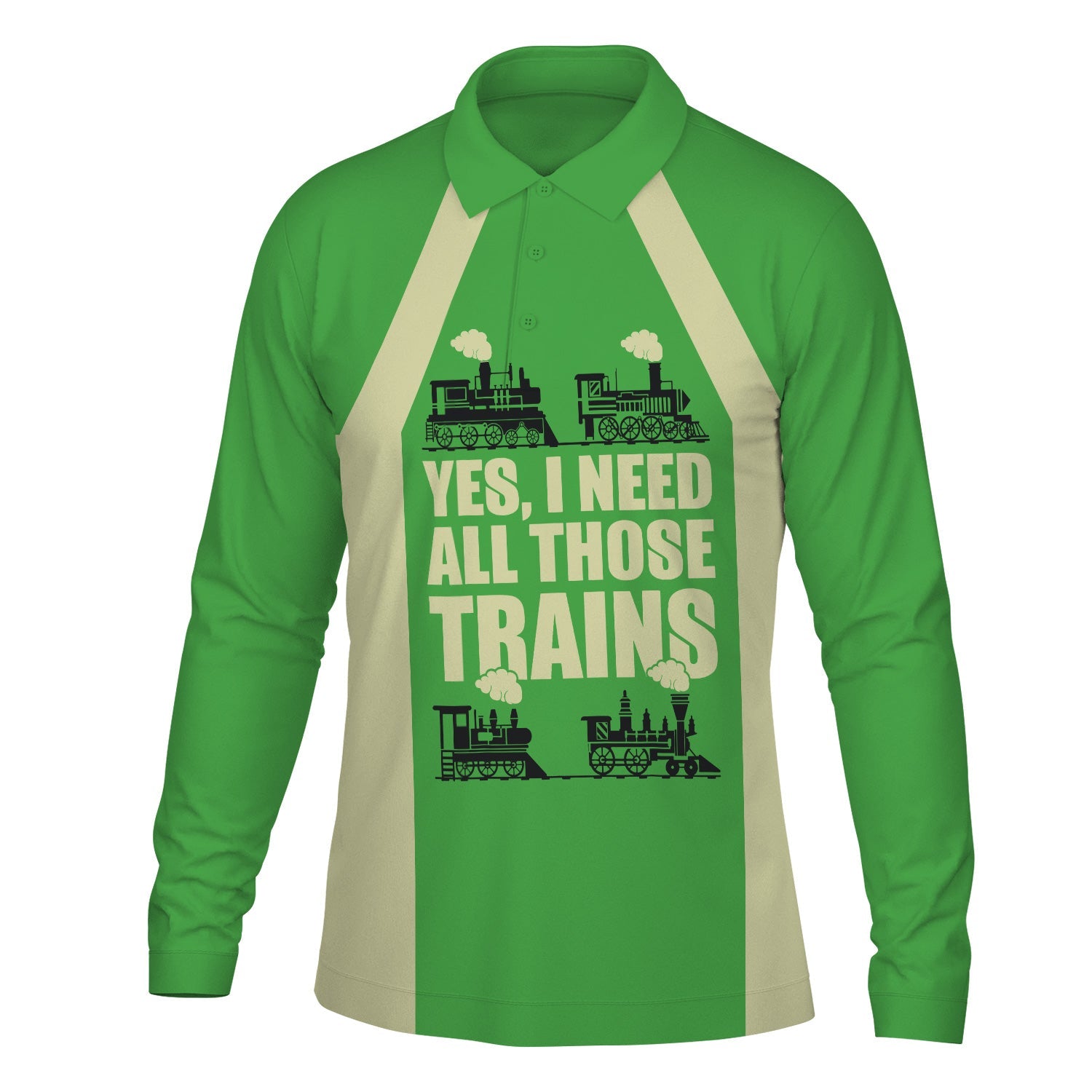 Railspirit Custom Name Virginia & Truckee Railroad Long Sleeve Polo Shirt Yes I Need All Those Train Printed Shirt