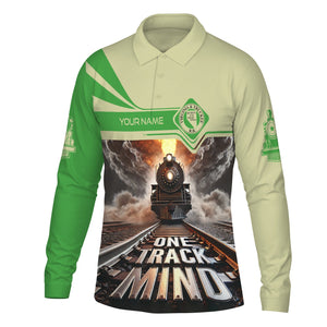 Railspirit Personalized Virginia & Truckee Railroad Long Sleeve Polo Shirt One Track Mind Train Printed Shirt