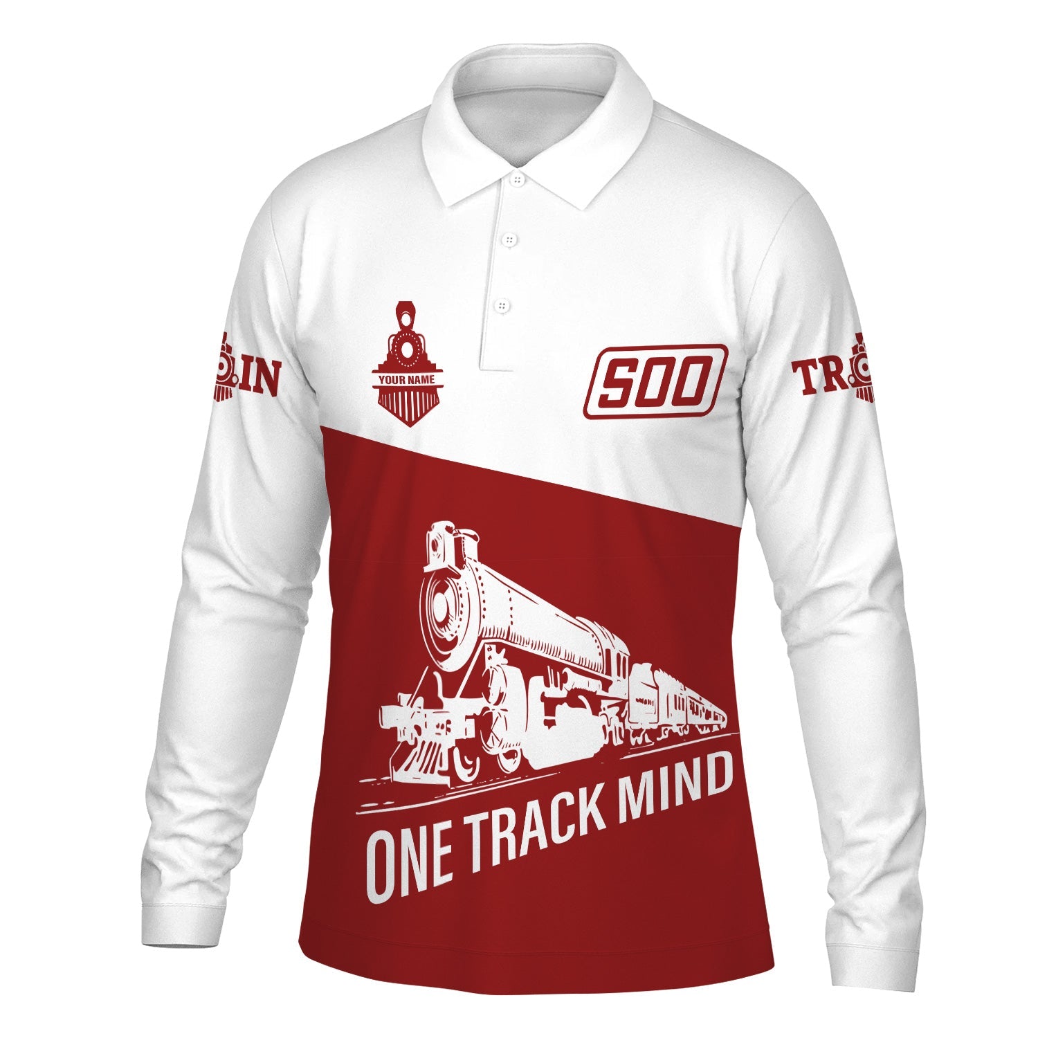 Railspirit Custom Name Soo Line Railroad Long Sleeve Polo Shirt One Track Mind Printed Shirt