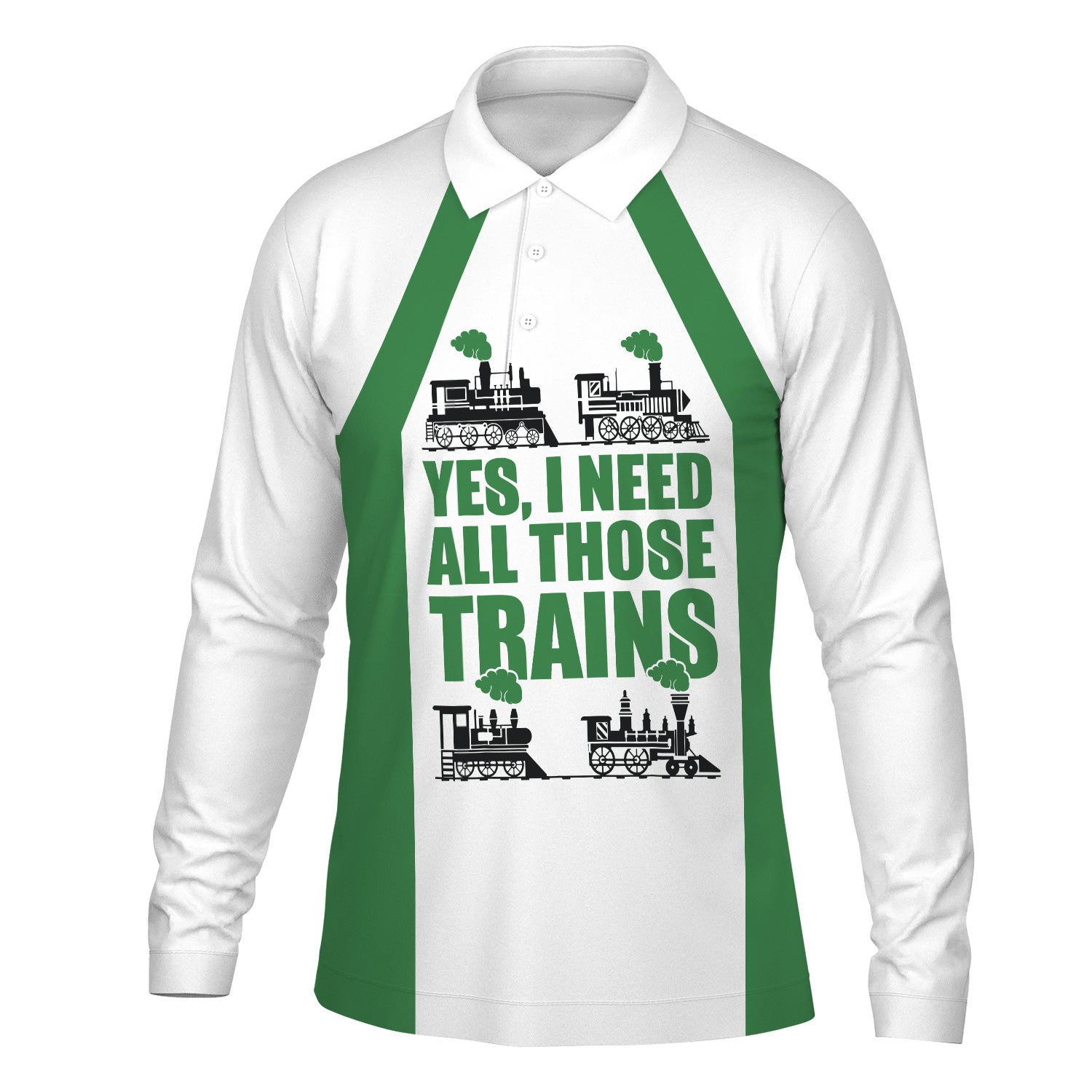 Railspirit Custom Name Burlington Northern Railroad Long Sleeve Polo Shirt Yes I Need All Those Train Printed Shirt