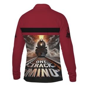 Railspirit Personalized Chicago Great Western Railroad Long Sleeve Polo Shirt One Track Mind Train Printed Shirt