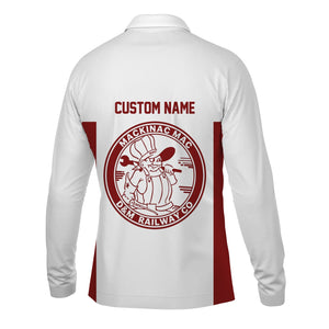 Railspirit Custom Name Detroit & Mackinac Railroad Long Sleeve Polo Shirt Yes I Need All Those Train Printed Shirt
