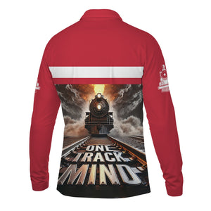 Railspirit Personalized Canadian Pacific Kansas City Long Sleeve Polo Shirt One Track Mind CPKC Train Printed Shirt