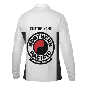 Railspirit Custom Name Northern Pacific Railway Long Sleeve Polo Shirt Yes I Need All Those Train Printed Shirt