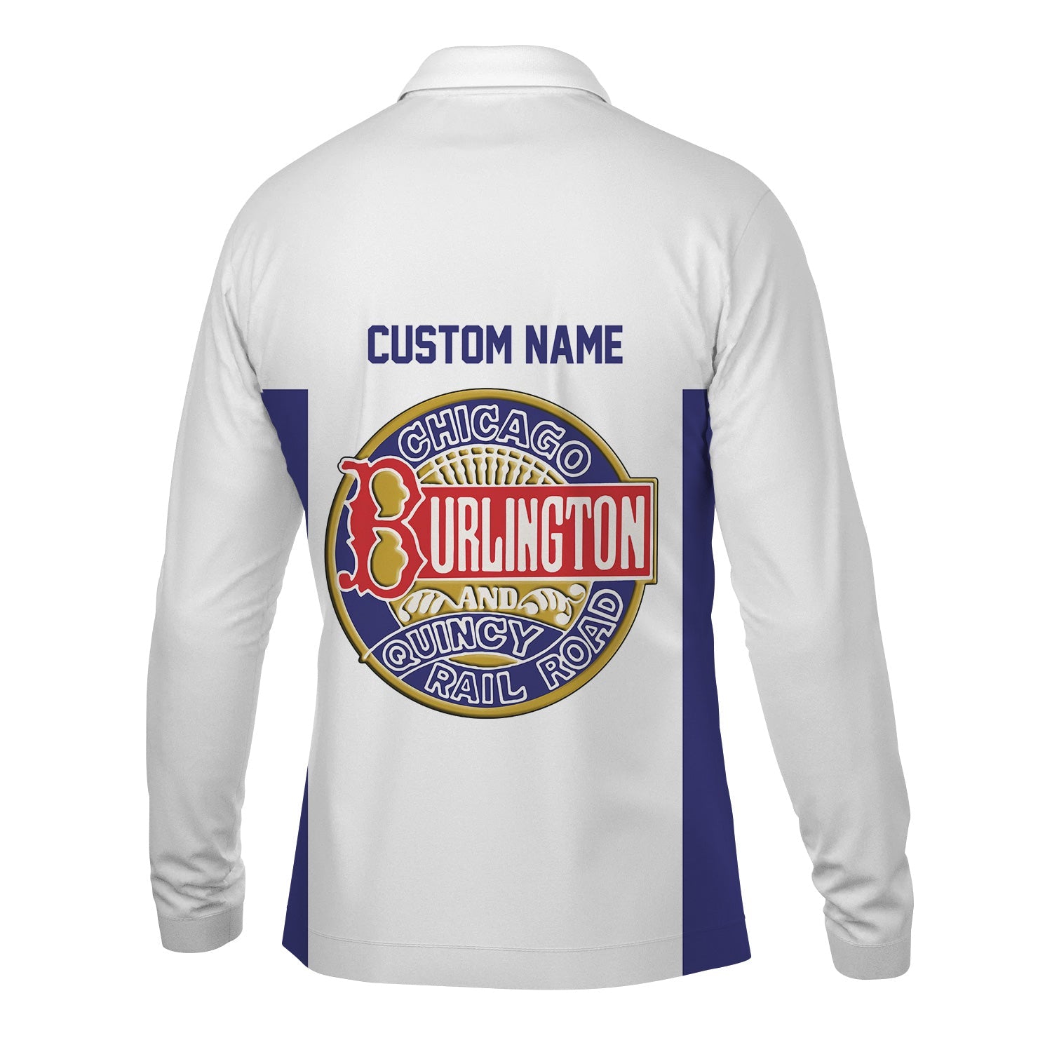 Railspirit Custom Name Chicago, Burlington and Quincy Railroad Long Sleeve Polo Shirt Yes I Need All Those Train Printed Shirt
