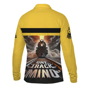 Railspirit Personalized Erie Railroad Long Sleeve Polo Shirt One Track Mind Train Printed Shirt