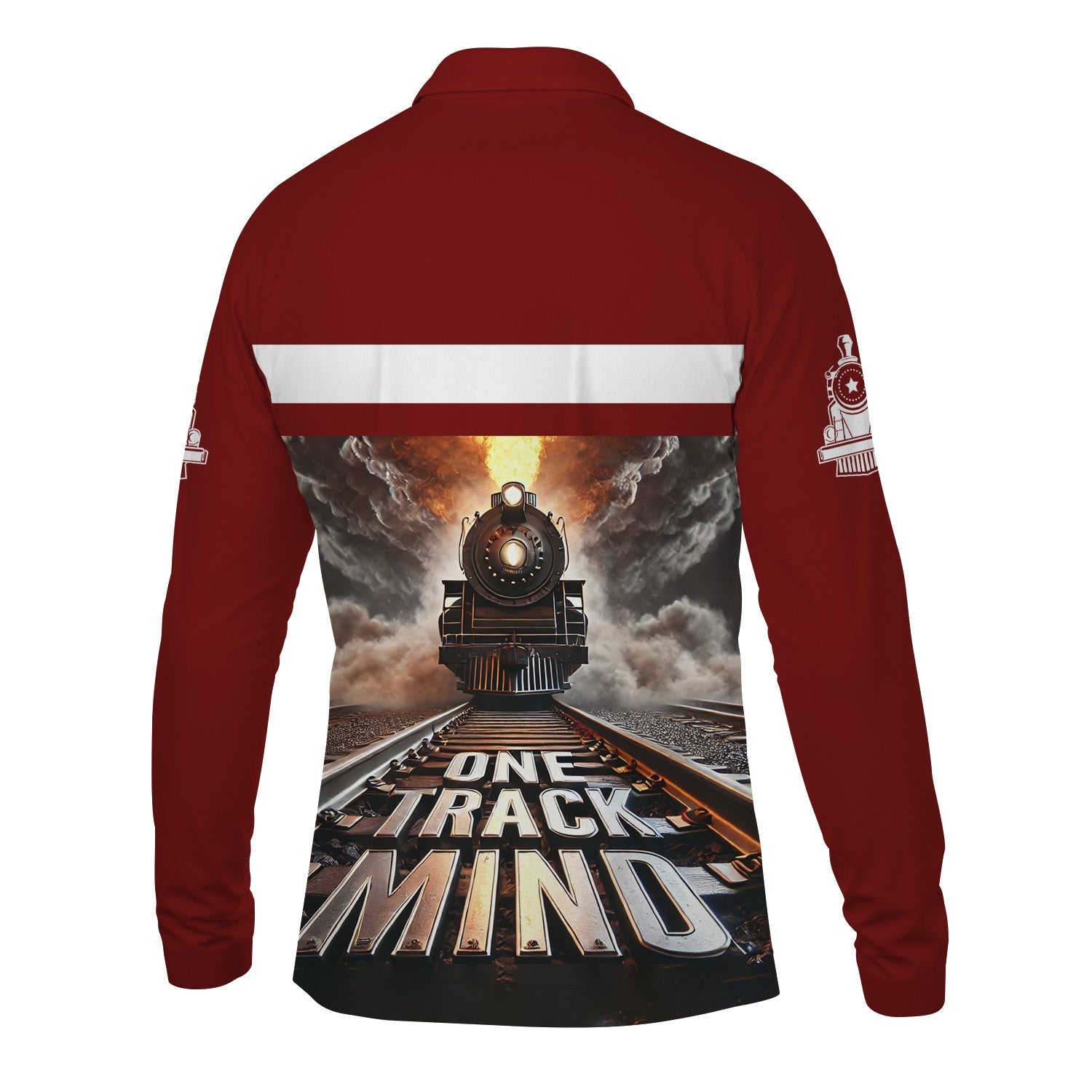 Railspirit Personalized Delaware, Lackawanna and Western Railroad Long Sleeve Polo Shirt One Track Mind DL&W Train Printed Shirt