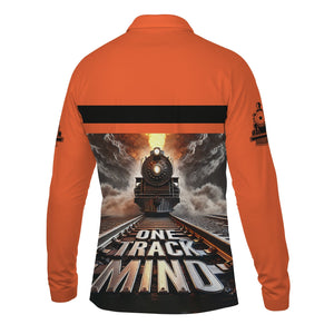 Railspirit Personalized Illinois Central Railroad Long Sleeve Polo Shirt One Track Mind Train Printed Shirt