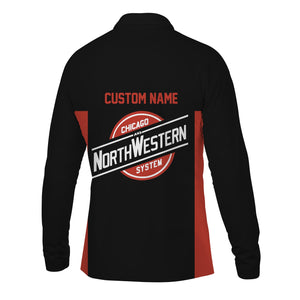 Railspirit Custom Name Chicago and North Western Railway Long Sleeve Polo Shirt Yes I Need All Those Train Printed Shirt