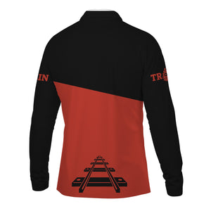 Railspirit Custom Name Chicago and North Western Railway Long Sleeve Polo Shirt One Track Mind Printed Shirt