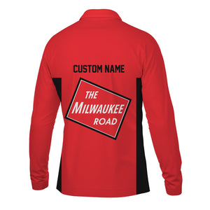 Railspirit Custom Name Chicago, Milwaukee, St. Paul and Pacific Railroad Long Sleeve Polo Shirt Yes I Need All Those Train Milwaukee Road Printed Shirt