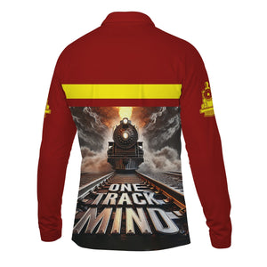 Railspirit Personalized Denver and Rio Grande Western Railroad Long Sleeve Polo Shirt One Track Mind Train Printed Shirt