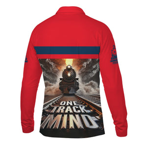 Railspirit Personalized Wabash Railroad Long Sleeve Polo Shirt One Track Mind Train Printed Shirt