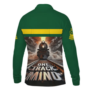 Railspirit Personalized Maine Central Railroad Long Sleeve Polo Shirt One Track Mind Train Printed Shirt