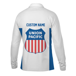 Railspirit Custom Name Union Pacific Railroad Long Sleeve Polo Shirt Yes I Need All Those Train Big Boy Printed Shirt