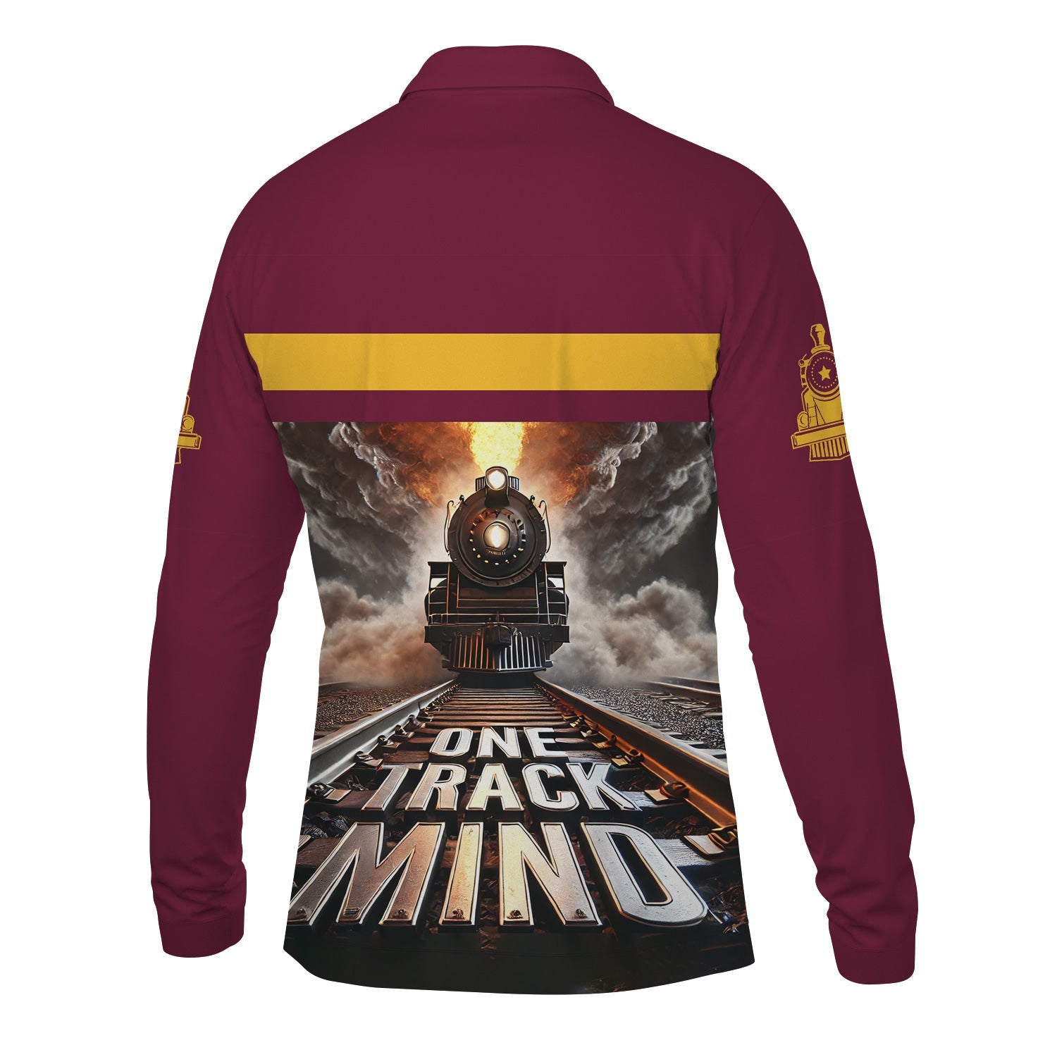 Railspirit Personalized Boston and Maine Railroad Long Sleeve Polo Shirt One Track Mind Train Printed Shirt