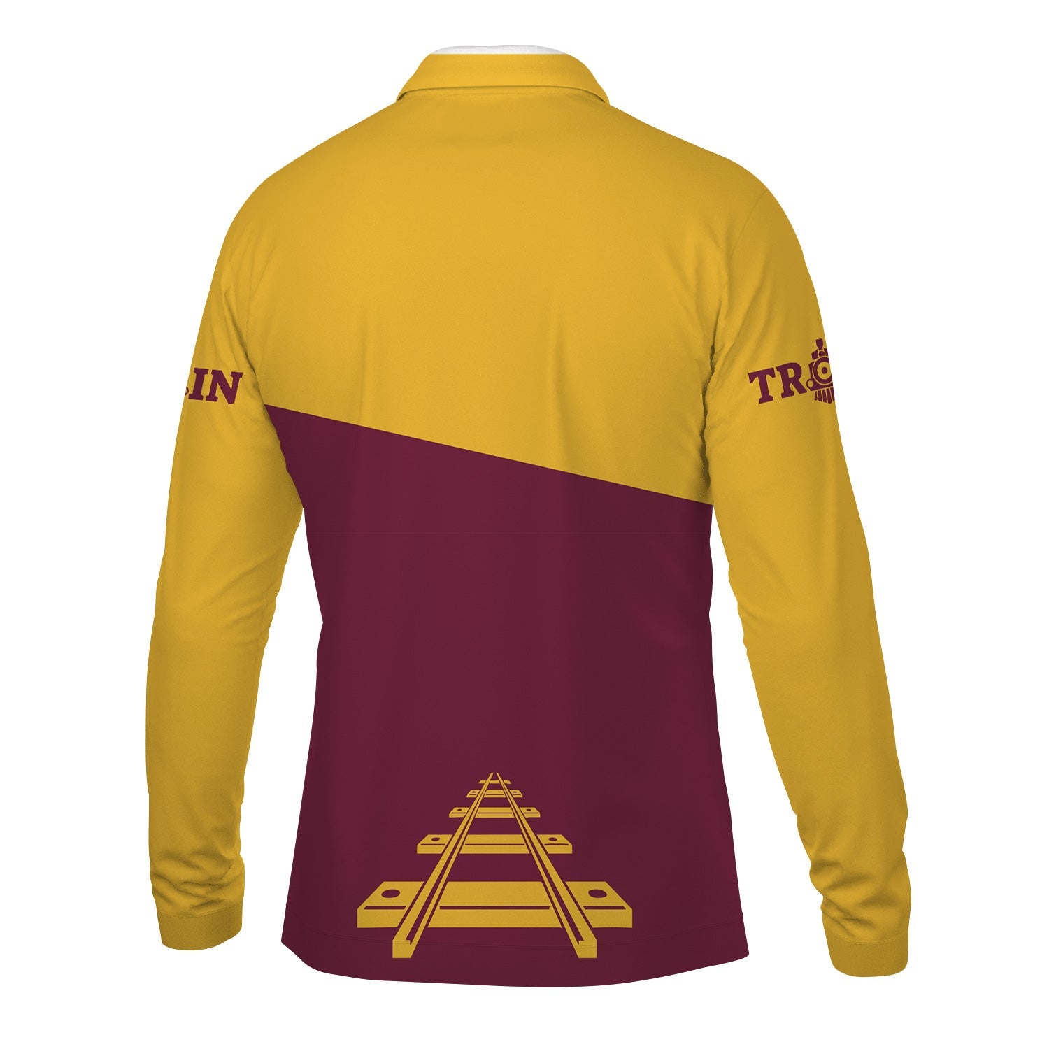 Railspirit Custom Name Boston and Maine Railroad Long Sleeve Polo Shirt One Track Mind Printed Shirt