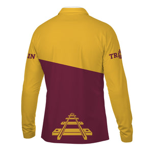 Railspirit Custom Name Boston and Maine Railroad Long Sleeve Polo Shirt One Track Mind Printed Shirt