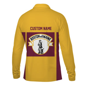 Railspirit Custom Name Boston and Maine Railroad Long Sleeve Polo Shirt Yes I Need All Those Train Printed Shirt