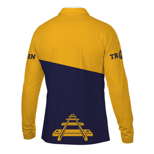 Railspirit Custom Name Chesapeake and Ohio Railway Long Sleeve Polo Shirt One Track Mind C&O Printed Shirt