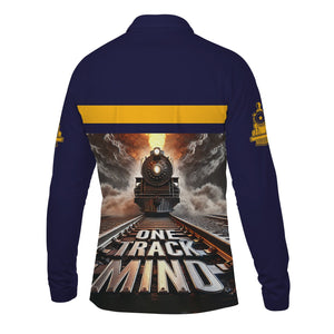 Railspirit Personalized Chesapeake and Ohio Railway Long Sleeve Polo Shirt One Track Mind C&O Train Printed Shirt