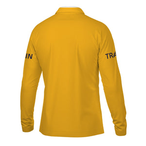 Railspirit Custom Name Chesapeake and Ohio Railway Long Sleeve Polo Shirt Railroad Crossing Sign C&O Printed Shirt