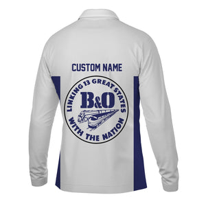 Railspirit Custom Name B&O Great States Railroad Long Sleeve Polo Shirt Yes I Need All Those Train Printed Shirt